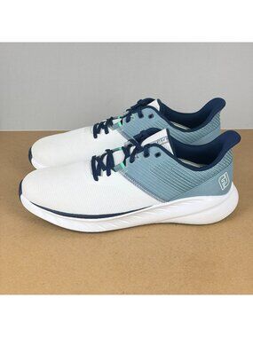 FootJoy FJ Flex Golf Shoes Mens 13 White Blue Lace Up Spikeless Low Top